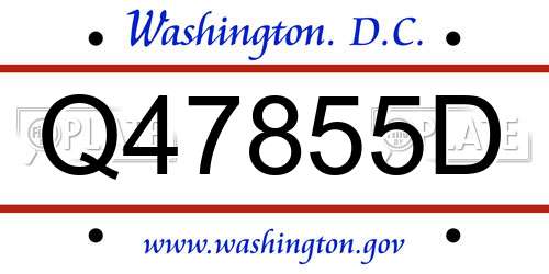 Q47855D District Of Columbia License Plate