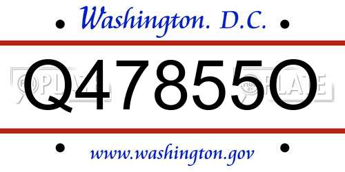 Q47855O District Of Columbia License Plate