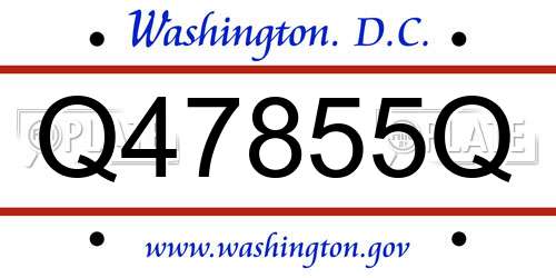 Q47855Q District Of Columbia License Plate