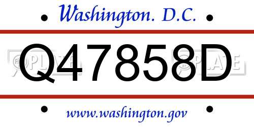 Q47858D District Of Columbia License Plate