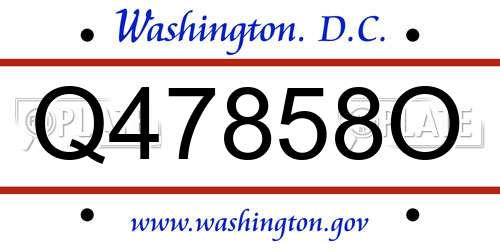 Q47858O District Of Columbia License Plate