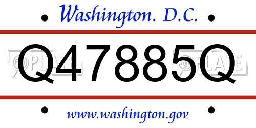 Q47885Q District Of Columbia License Plate