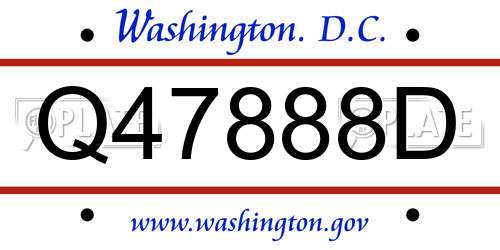 Q47888D District Of Columbia License Plate