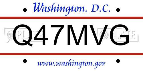 Q47MVG District Of Columbia License Plate