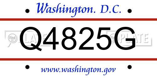 Q4825G District Of Columbia License Plate