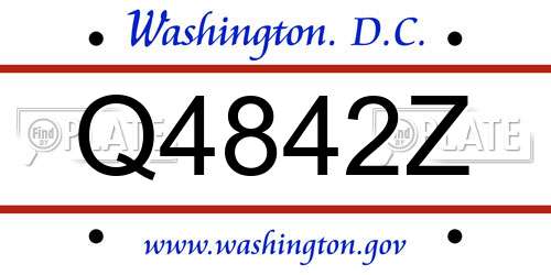 Q4842Z District Of Columbia License Plate