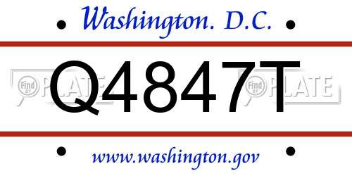 Q4847T District Of Columbia License Plate