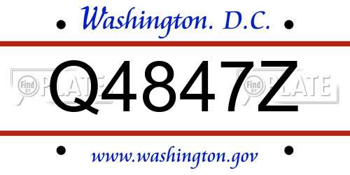 Q4847Z District Of Columbia License Plate