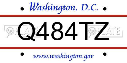Q484TZ District Of Columbia License Plate