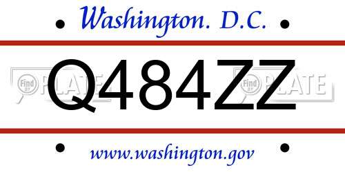 Q484ZZ District Of Columbia License Plate