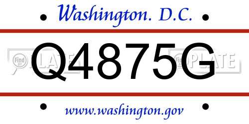 Q4875G District Of Columbia License Plate