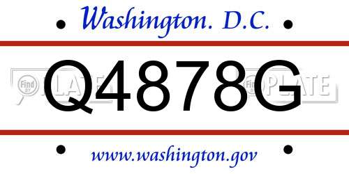 Q4878G District Of Columbia License Plate