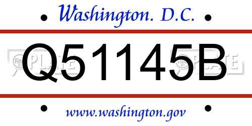 Q51145B District Of Columbia License Plate