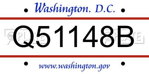 Q51148B District Of Columbia License Plate