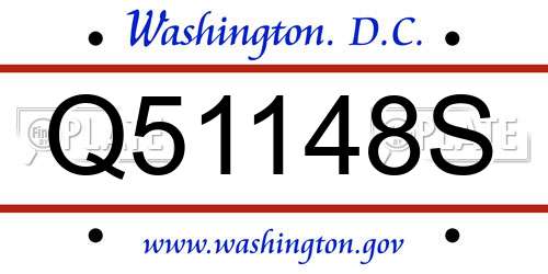 Q51148S District Of Columbia License Plate