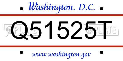 Q51525T District Of Columbia License Plate