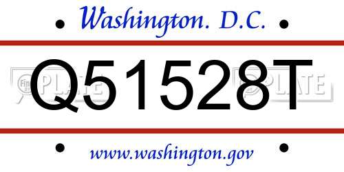 Q51528T District Of Columbia License Plate