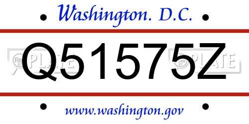 Q51575Z District Of Columbia License Plate
