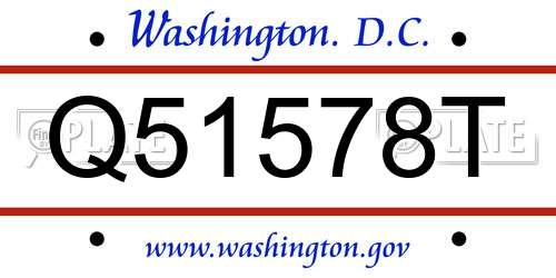 Q51578T District Of Columbia License Plate