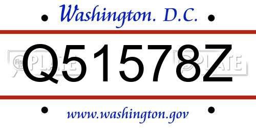 Q51578Z District Of Columbia License Plate