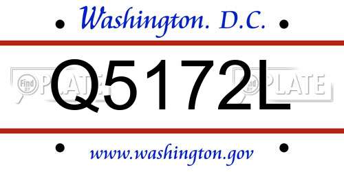 Q5172L District Of Columbia License Plate
