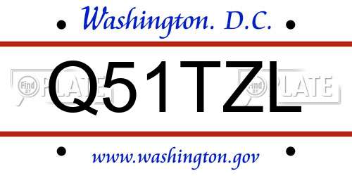 Q51TZL District Of Columbia License Plate