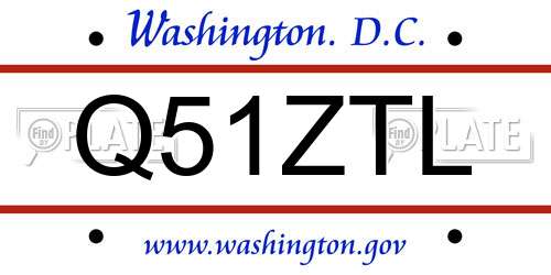 Q51ZTL District Of Columbia License Plate