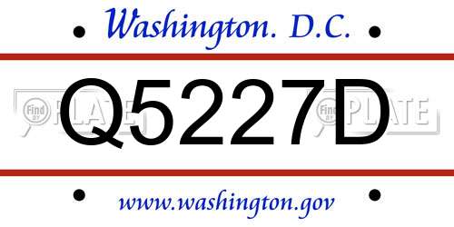 Q5227D District Of Columbia License Plate