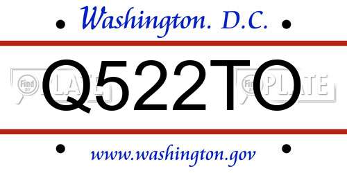 Q522TO District Of Columbia License Plate