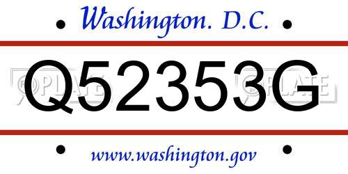 Q52353G District Of Columbia License Plate