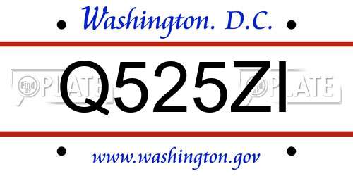 Q525ZI District Of Columbia License Plate