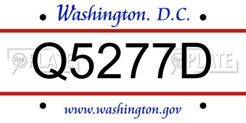 Q5277D District Of Columbia License Plate