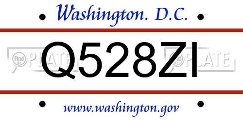 Q528ZI District Of Columbia License Plate