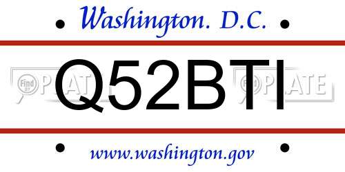 Q52BTI District Of Columbia License Plate