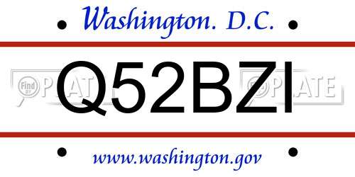 Q52BZI District Of Columbia License Plate