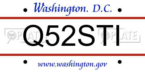 Q52STI District Of Columbia License Plate