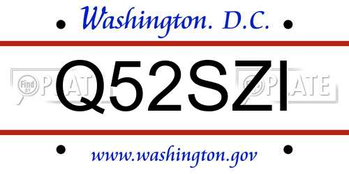 Q52SZI District Of Columbia License Plate