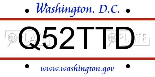 Q52TTD District Of Columbia License Plate