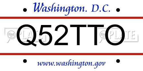 Q52TTO District Of Columbia License Plate