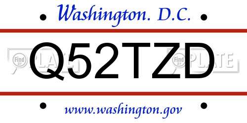 Q52TZD District Of Columbia License Plate