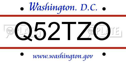Q52TZO District Of Columbia License Plate