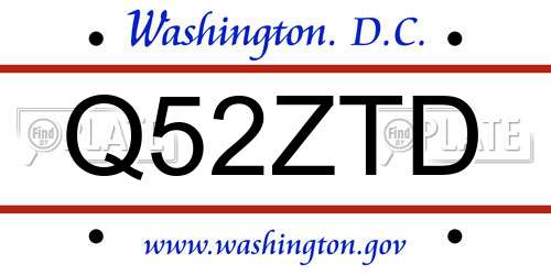 Q52ZTD District Of Columbia License Plate
