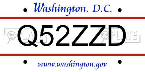 Q52ZZD District Of Columbia License Plate