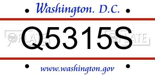 Q5315S District Of Columbia License Plate