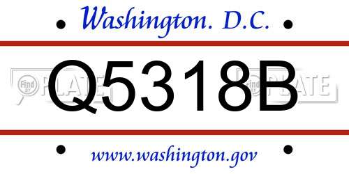 Q5318B District Of Columbia License Plate