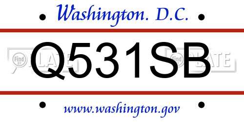 Q531SB District Of Columbia License Plate