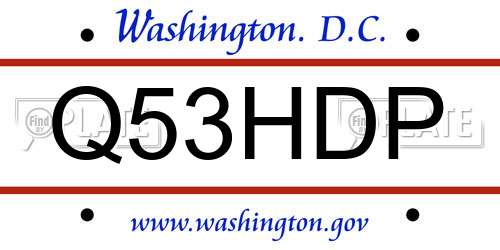 Q53HDP District Of Columbia License Plate