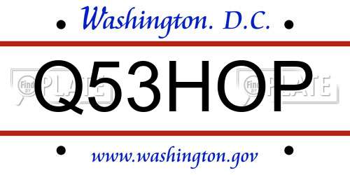 Q53HOP District Of Columbia License Plate