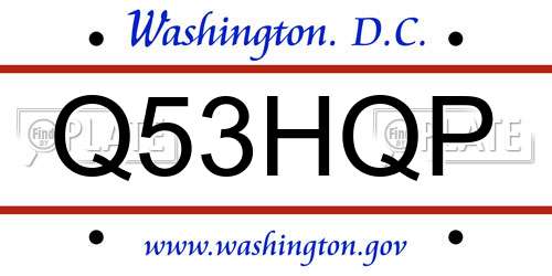 Q53HQP District Of Columbia License Plate