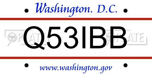 Q53IBB District Of Columbia License Plate